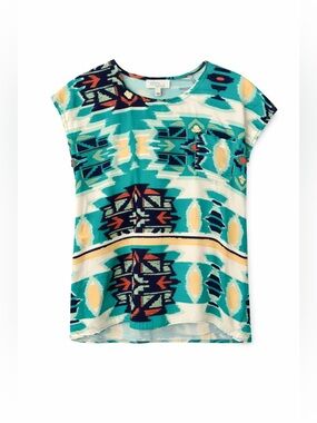 Olive & Oak Western Aztec Split Back Blouse Size Medium